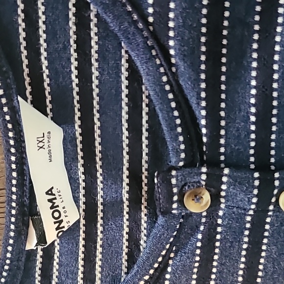 SONOMA BRAND WOMENS NAVY AND WHITE STRIPED TANK TOP SIZE XX LARGE - Picture 3 of 8